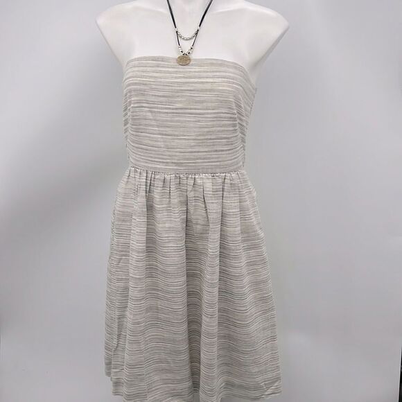 Banana Republic strapless lined linen blend striped dress - Picture 1 of 5